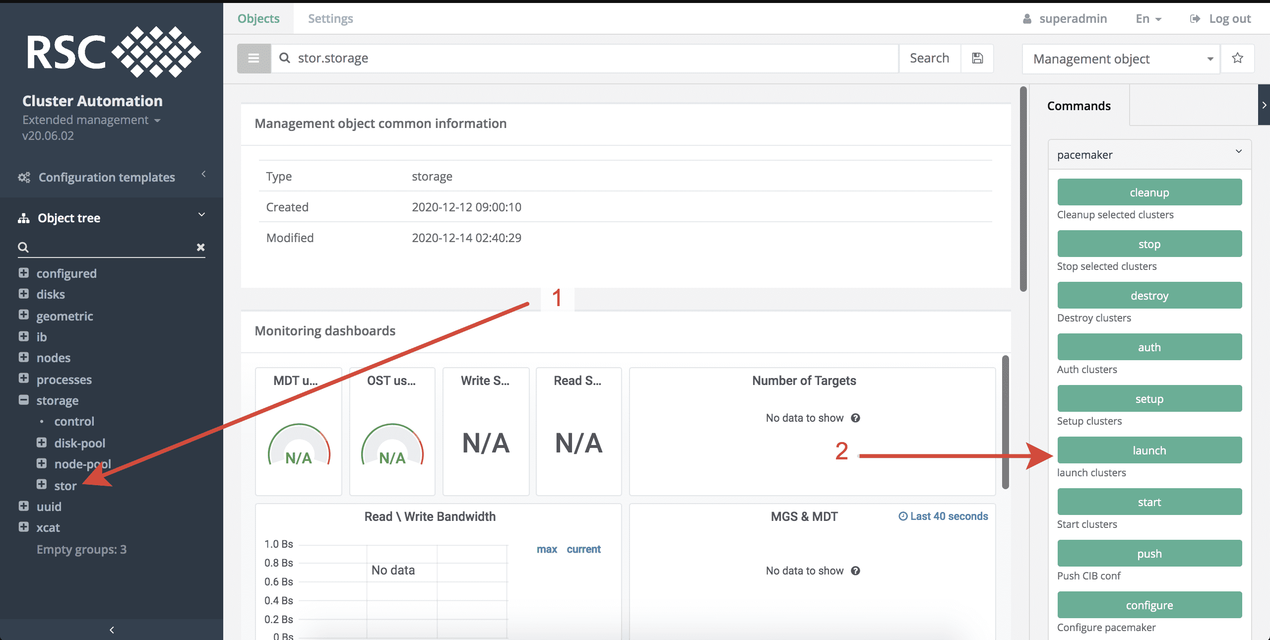 Configuration fault tolerance storage