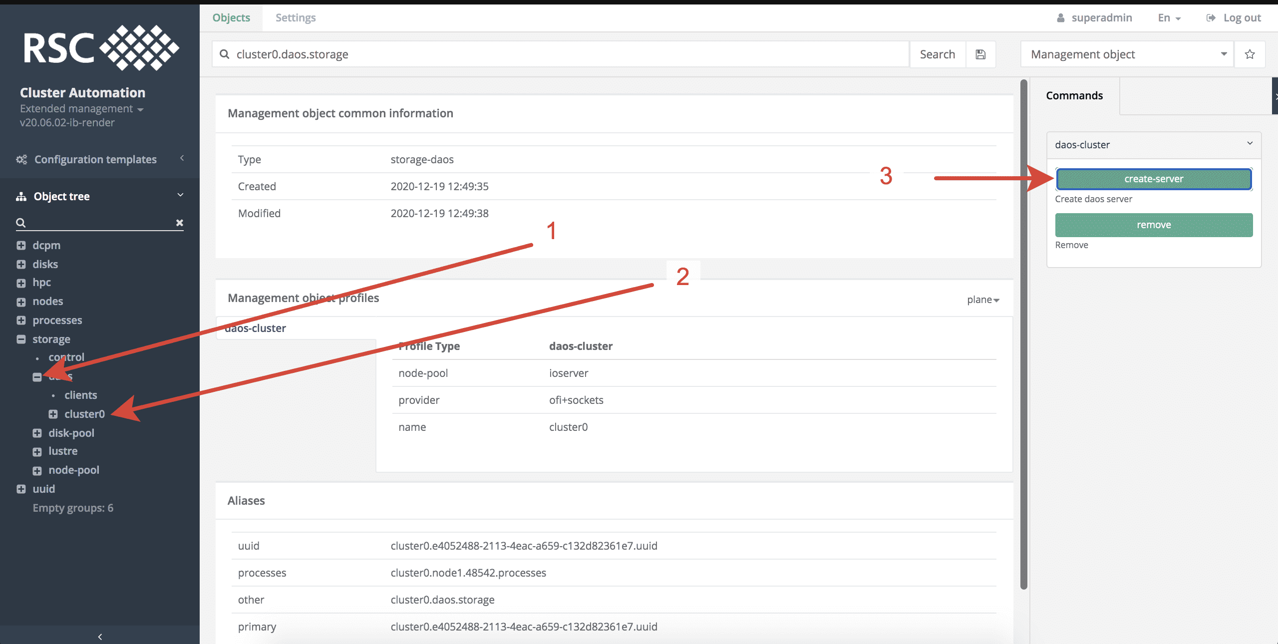Creation DAOS Server 1