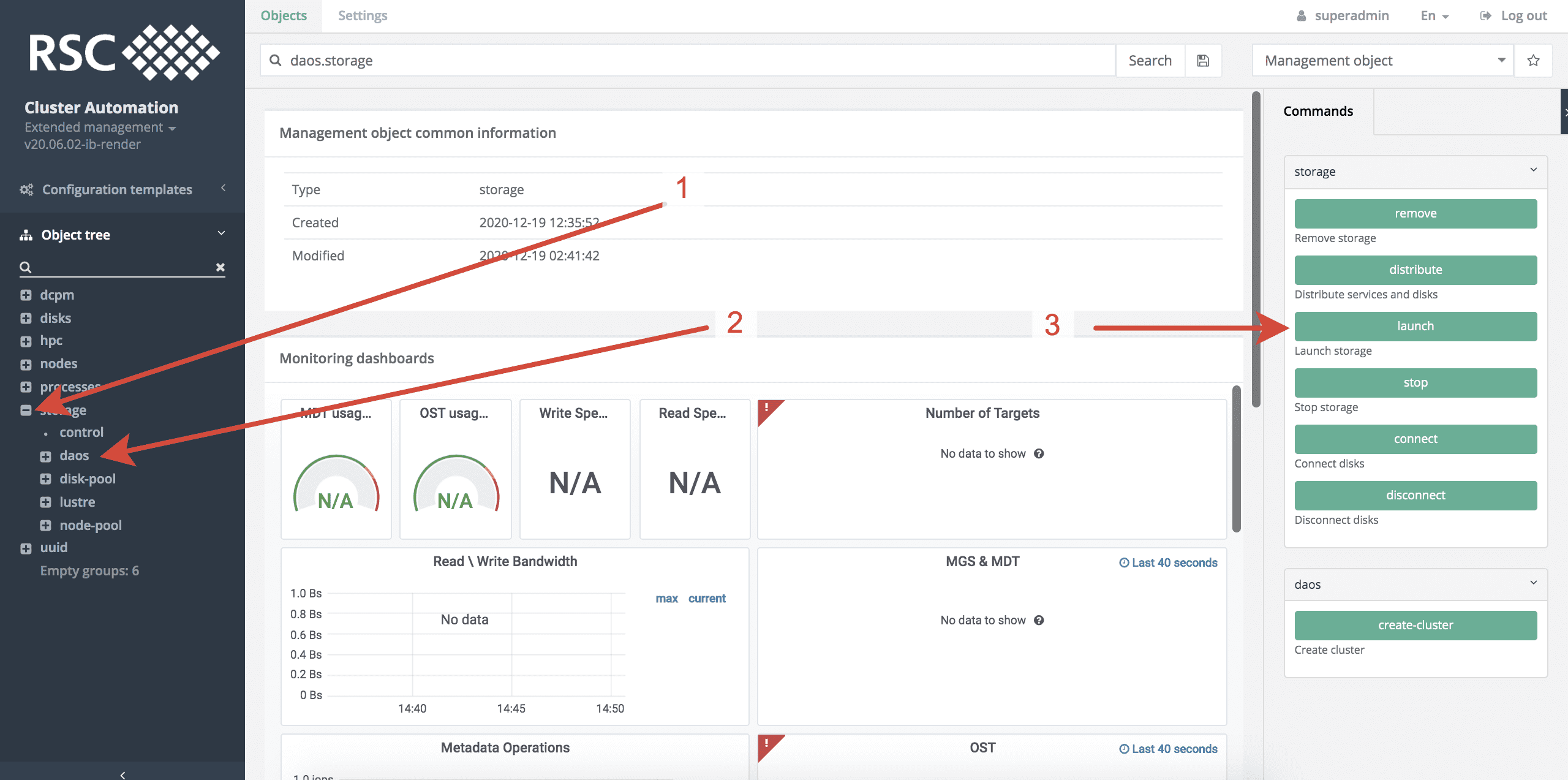 Launch DAOS storage 1